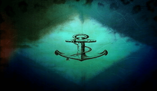A picture of an anchor in the water.