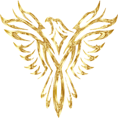 A gold eagle with wings spread and a bird on the back of it.